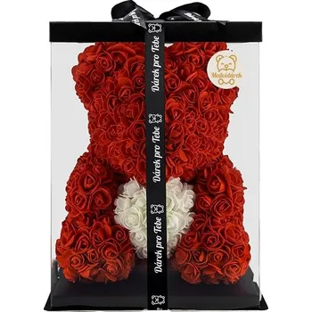 plyšák Medvídárek Big Classic 40 cm červený s bílým srdcem