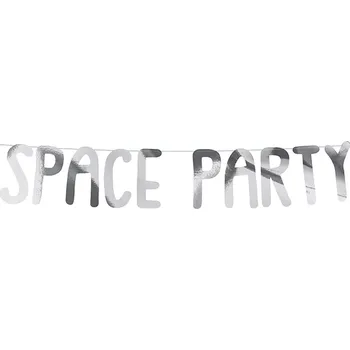 Závěsný baner "Space party" stříbrný