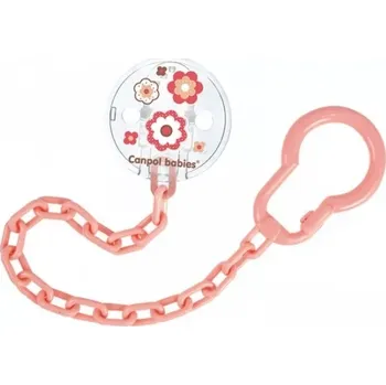 klip na dudlíky Canpol Babies Řetízek na dudlík Newborn baby Lososový