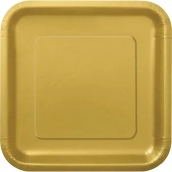 Talíř EKO Talířky papírové čtverec - zlaté 23cm, 14ks (EKO Talířky papírové čtverec - zlaté 23cm, 14ks)