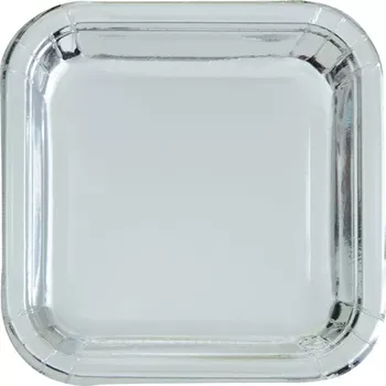 Talíř Talířky papírové čtverec - lesklé stříbrné 18x18cm, 8ks (Talířky papírové čtverec - lesklé stříbrné 18x18cm, 8ks)