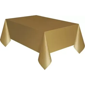 Jednorázový ubrus Plastový party ubrus zlatý 137 x 274 cm