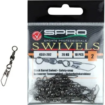 Spro karabinka s obratlíkem Black Barell Swivel + Hook Snap 10ks - Velikost : 22 / 2 kg