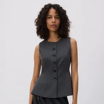 Dámské sako Reserved - Vesta z viskózové směsi - tmavě šedá - 541GG-90X - 541GG-90X-M