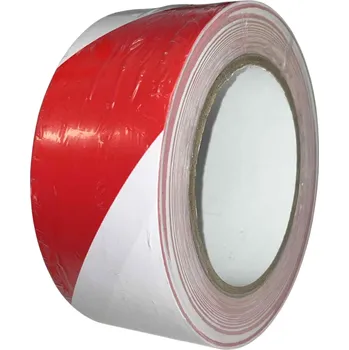 Průmyslové lepidlo Výstražná lepící páska PVC červenobílá 50 mm x 33 m