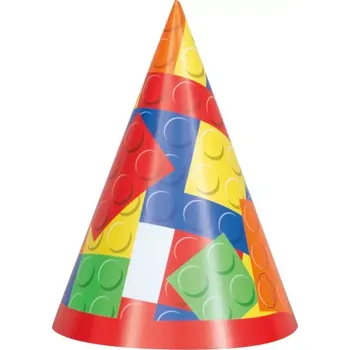 Party dekorace Papírové čepičky Stavebnice 8 ks