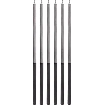 Dortové svíčky dlouhé Chrome stříbrné 6 ks