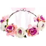 Čelenka s bílými a růžovými květy - korunka