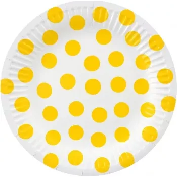 Talíř EKO Talířky papírové ,,puntík" žluté 18cm, 6ks