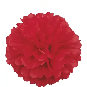 Konfeta Dekorační závěsný pom pom červený, 40cm
