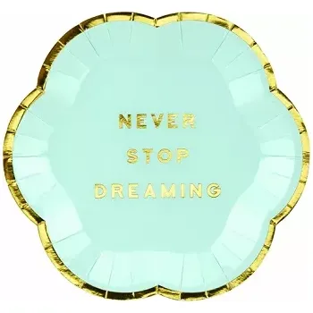 Talíř Talířky papírové mátové "Never Stop Dreaming" 13cm, 6ks (Talířky papírové mátové "Never Stop Dreaming" 13cm, 6ks)