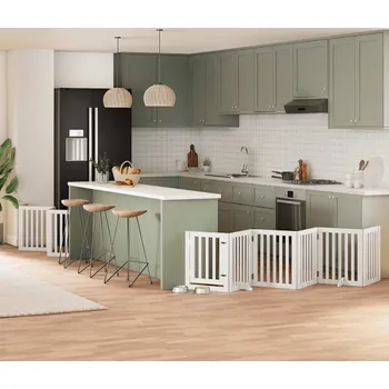 klec pro psa vidaXL Zábrana pro psy s dvířky skládací 15 panelů 750 cm topol [3155661] Barva: Bílá