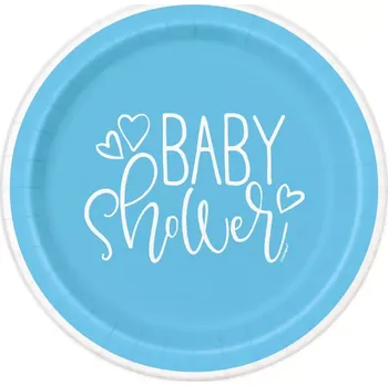 Talíř Papírové talíře Baby Shower modré - 18 cm
