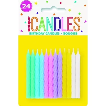 Dortová svíčka Svíčky dortové - pastelové spirály 24ks