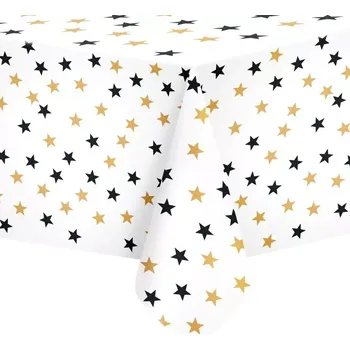 Jednorázový ubrus Plastový ubrus zlato-černé Hvězdy