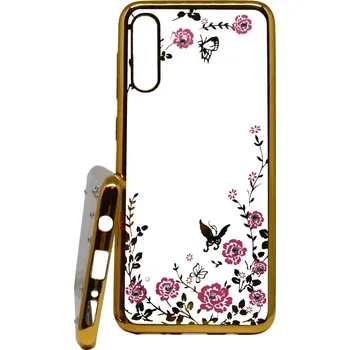 Pouzdro na mobilní telefon Pouzdro Diamonds TPU Samsung Galaxy A50 A505 Květiny Zlaté