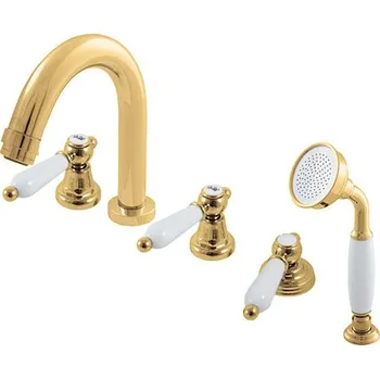 Vodovodní baterie MORAVA RETRO - Vanová baterie 5-otvorová, Zlatá lesklá MK562.0PZ, RAV Slezák Barva: ZLATÁ - lesklá, Rozměr: 1/2"