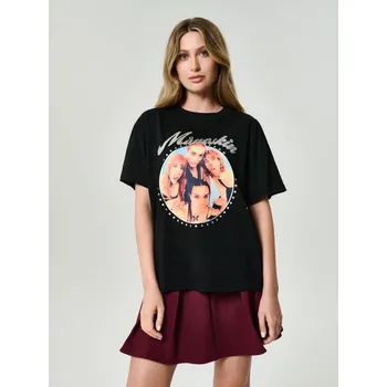 Oblečení a móda Sinsay - Tričko s potiskem Måneskin - černá - 591FG-99X - 591FG-99X-XL