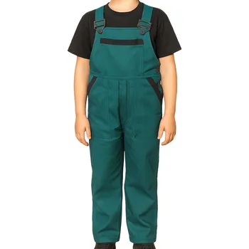 montérky dětské montérky NIKA zelenočerné 146 - 164 (montérkové kalhoty na šle pro větší děti)