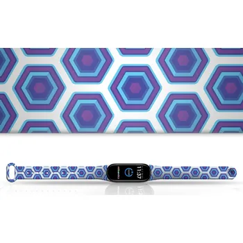 Příslušenství k fitness náramku Náhradní náramek Mi band 3/4/5/6/7 Modro-Fialový Hexagon Pro Přístroj: Xiaomi Mi band 3/4, Barevná varianta: Bílá