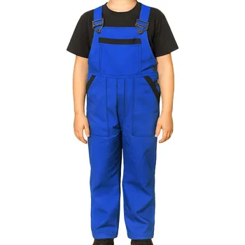 Chlapecké kalhoty dětské montérky NIKA modro černé 146 - 164 (montérkové kalhoty na šle pro větší děti)