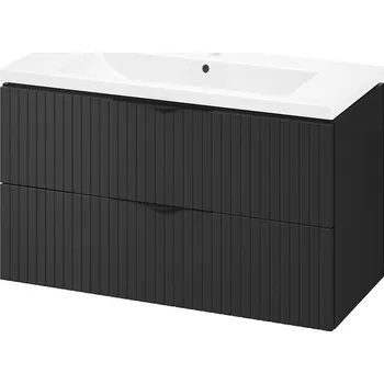 Koupelnový nábytek Cersanit Tirso, závěsná umyvadlová skříňka 994x447x572 mm + keramické umyvadlo, černá matná, S801-588