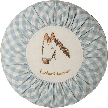 Hračka Maileg Malý kulatý polštářek s výšivkou Pony Maileg Cushion Round, Small - Pony