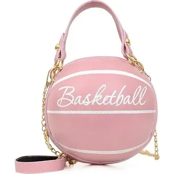 Kabelka Kulatá crossbody kabelka se sportovním motivem | dámská kabelka kožená kabelka - Basketbal růžová