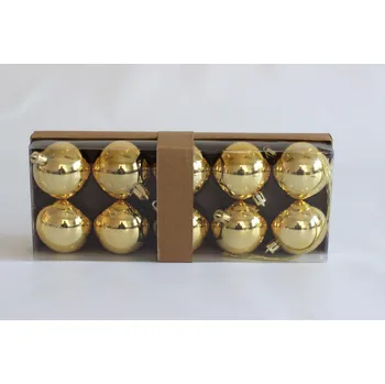 Vánoční dekorace Home decoration Sada plastových vánočních koulí 50 mm - 10ks / Zlaté lesklé