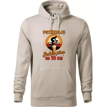 Pánská mikina Potřebuju jedno pivo na 10 km - Mikina pánská Cape s kapucí - 5XL ( Ledově šedá )