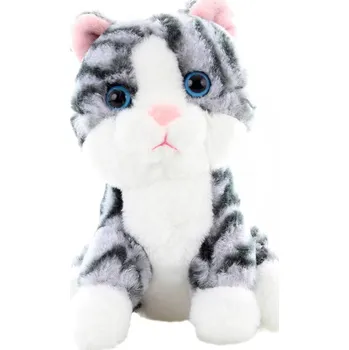 plyšák PLYŠ Kočička šedo-bílá 15cm mourek (plyšová hračka)