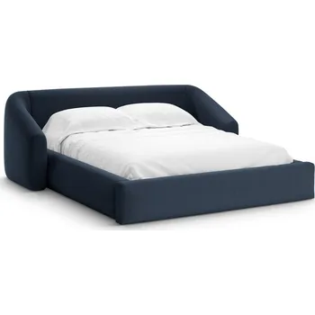 Postel Tmavě modrá čalouněná dvoulůžková postel s úložným prostorem s roštem 140x200 cm Campi – Cosmopolitan Design ID_1814408