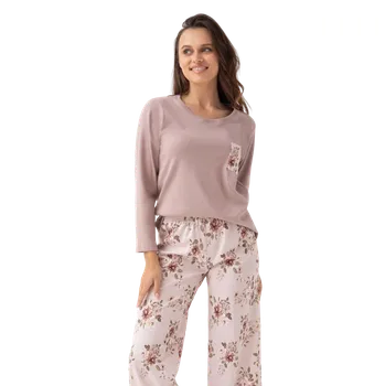 Dámské noční prádlo Dámské dlouhé pyžamo Luna 348/2 béžové XXL