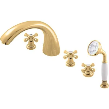 Vodovodní baterie MORAVA RETRO - Vanová baterie 5-otvorová, Zlatá lesklá MK369.0PZ, RAV Slezák Barva: ZLATÁ - lesklá, Rozměr: 3,8"