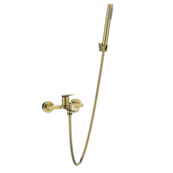 Vodovodní baterie Invena Alonia, vanová baterie s ruční sprchovou soupravou, zlatá matná, INV-BW-70-009-V