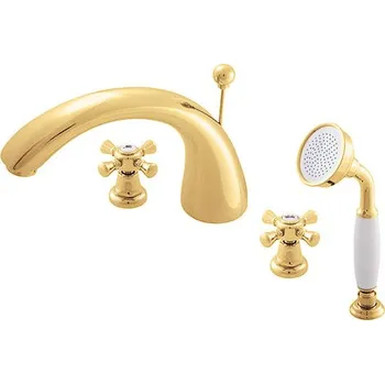 Vodovodní baterie MORAVA RETRO - Vanová baterie 5-otvorová, Zlatá lesklá MK369.0SZ, RAV Slezák Barva: ZLATÁ - lesklá, Rozměr: 3,8"