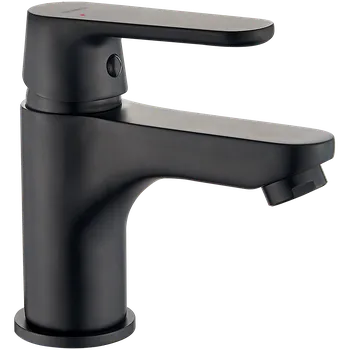 Vodovodní baterie Kuchinox Dima, umyvadlová baterie včetně odtokové zátky ClickClack h-132, černá matná, LAV-BQD_722D