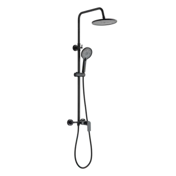 Invena Rikia, sprchová souprava s 3-funkční pákovou baterií s ruční a hlavovou sprchou, černá matná, INV-AU-24-B04-G