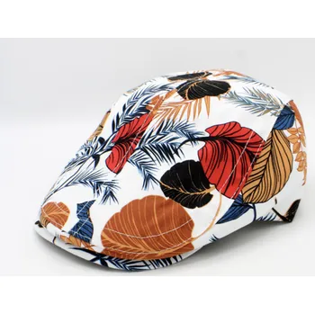 Čepice Fiebig - Headwear since 1903 Pánská letní bavlněná bílá bekovka s tropickým vzorem od Fiebig - limitovaná kolekce Velikost: 59 cm (L)