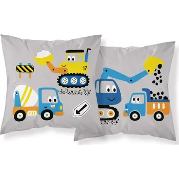 Povlak na dekorativní polštářek Detexpol Povlak na polštářek Bagr modrý Bavlna, 40/40 cm