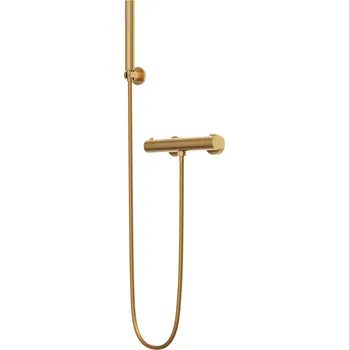 Vodovodní baterie Gamma Gamma, nástěnná sprchová termostatická baterie s ruční sprchovou soupravou, zlatá matná, GMA-BRYPNT-BGD