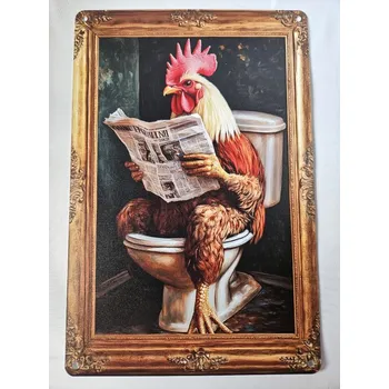 Plechová cedule BAF RETRO plechová cedule 2D - KUŘE NA WC 30 X 20 cm