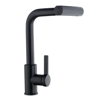 Vodovodní baterie Invena Nelia, vysoká dřezová baterie, 4-funkční výtok, černá matná, INV-BZ-34-004-A