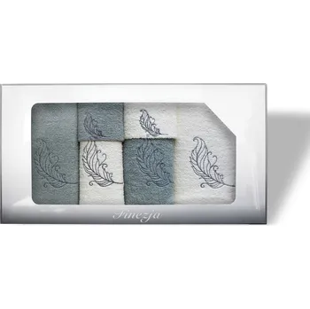 Ručník Sada bavlněných ručníků FINEZJA 6 ks krémovo-zelená