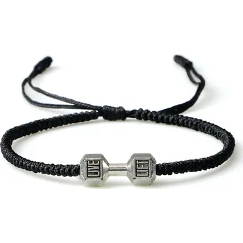 Náramek Fitness náramek ručně pletený | pánský náramek, unisex šperk - Černá S