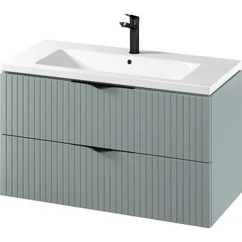 Koupelnový nábytek Cersanit Tirso, závěsná umyvadlová skříňka 994x447x572 mm + keramické umyvadlo, zelená matná, S801-546