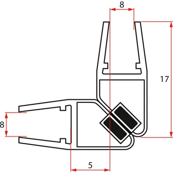 Polysan Polysan, Set magnetických těsnění 45° pro sklo 8mm, 2000mm, NDFL0342