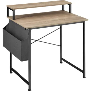 Psací stůl TecTake GmbH 404663 psací stůl s policí a látkovým úložným boxem - industrial světlé dřevo, dub sonoma,80 cm