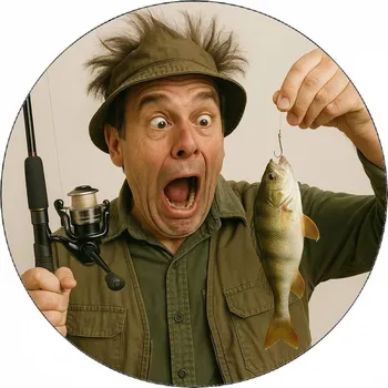 Jedlá dekorace na dort Pictu Hap – rybář – ryba sama skáče na háček 19,5cm