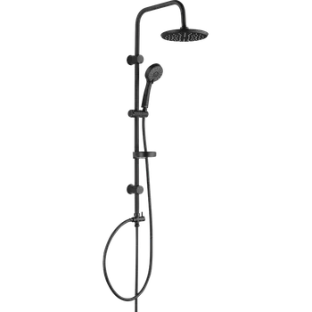 Tyč na sprchový závěs Kuchinox Cento, nástěnný sprchový sloup s hlavovou a ruční sprchovou hlavicí, černá matná, LAV-PKC_70OX